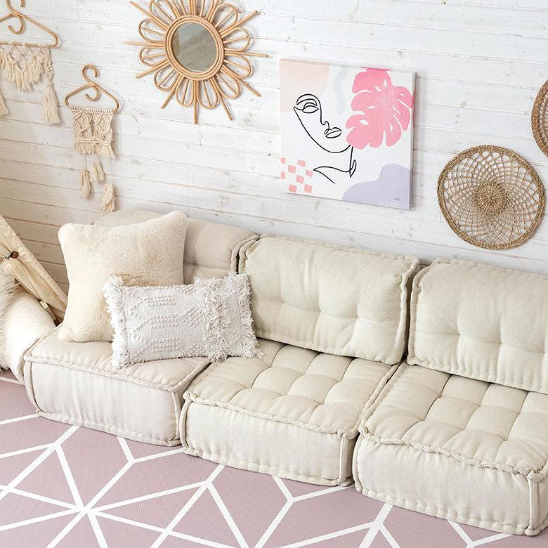 アートパネル ラインアート イメージ画 キャンパス パネル 約 W 50cm D 50cm H 2.7cm 抽象的 人物 植物 アート ファブリック調 絵画 壁掛け 67025 | ブランド登録なし | 13