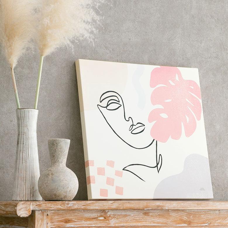 アートパネル ラインアート イメージ画 キャンパス パネル 約 W 50cm D 50cm H 2.7cm 抽象的 人物 植物 アート ファブリック調 絵画 壁掛け 67025 | ブランド登録なし | 16
