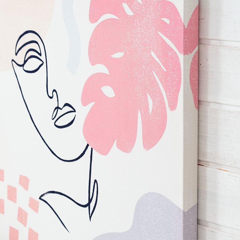 アートパネル ラインアート イメージ画 キャンパス パネル 約 W 50cm D 50cm H 2.7cm 抽象的 人物 植物 アート ファブリック調 絵画 壁掛け 67025 | ブランド登録なし | 02