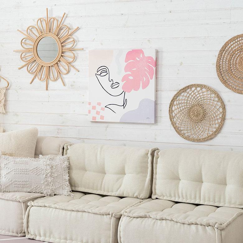 アートパネル ラインアート イメージ画 キャンパス パネル 約 W 50cm D 50cm H 2.7cm 抽象的 人物 植物 アート ファブリック調 絵画 壁掛け 67025 | ブランド登録なし | 04