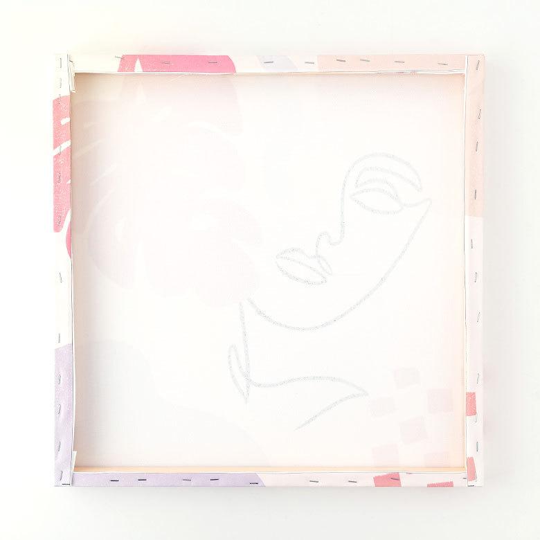 アートパネル ラインアート イメージ画 キャンパス パネル 約 W 50cm D 50cm H 2.7cm 抽象的 人物 植物 アート ファブリック調 絵画 壁掛け 67025 | ブランド登録なし | 09