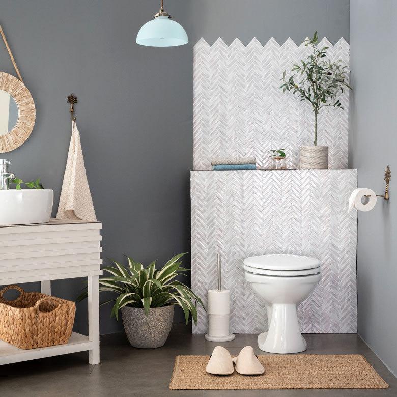 タイルシール ヘリンボーン 10枚入り 正方形 シート ホワイト マーブル 水回り 防水 DIY ウォールステッカー 台所 キッチン 洗面所 トイレ 67028-10 | ELEMENTS（インテリア） | 15