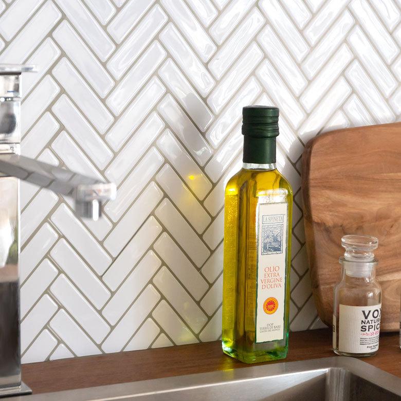 タイルシール ヘリンボーン 20枚入り 正方形 シート ホワイト マーブル 水回り 防水 DIY ウォールステッカー 台所 キッチン 洗面所 トイレ 67028-20 | ELEMENTS（インテリア） | 12