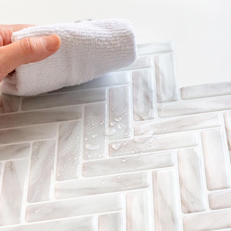 タイルシール ヘリンボーン 20枚入り 正方形 シート ホワイト マーブル 水回り 防水 DIY ウォールステッカー 台所 キッチン 洗面所 トイレ 67028-20 | ELEMENTS（インテリア） | 17