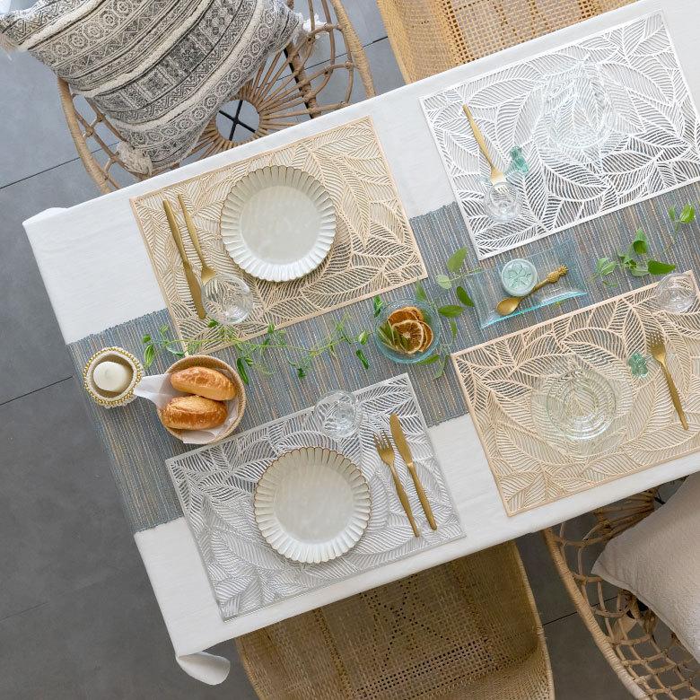 ランチョンマット プレース プレイス ランチ マット リーフ 葉っぱ 敷物 水洗い可 洗える 撥水 防水 おしゃれ 北欧 ハワイアン リゾート 南国  雑貨 67046 | ELEMENTS（インテリア） | 21