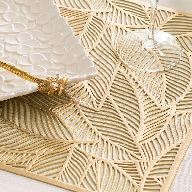 ランチョンマット プレース プレイス ランチ マット リーフ 葉っぱ 敷物 水洗い可 洗える 撥水 防水 おしゃれ 北欧 ハワイアン リゾート 南国  雑貨 67046 | ELEMENTS（インテリア） | 06