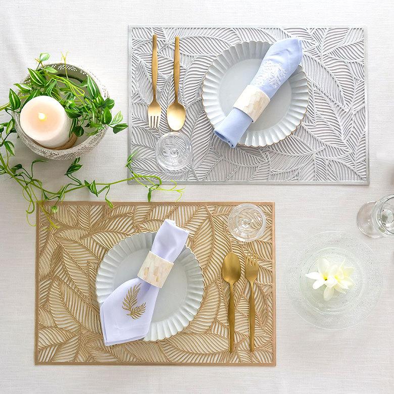 ランチョンマット プレース プレイス ランチ マット リーフ 葉っぱ 敷物 水洗い可 洗える 撥水 防水 おしゃれ 北欧 ハワイアン リゾート 南国  雑貨 67046 | ELEMENTS（インテリア） | 09