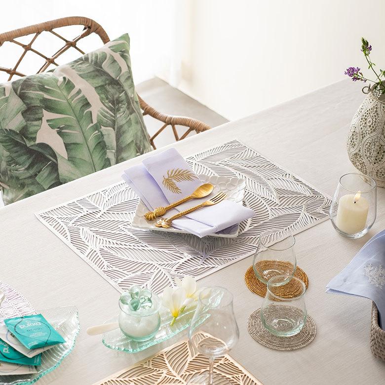ランチョンマット プレース プレイス ランチ マット リーフ 葉っぱ 敷物 水洗い可 洗える 撥水 防水 おしゃれ 北欧 ハワイアン リゾート 南国  雑貨 67046 | ELEMENTS（インテリア） | 10
