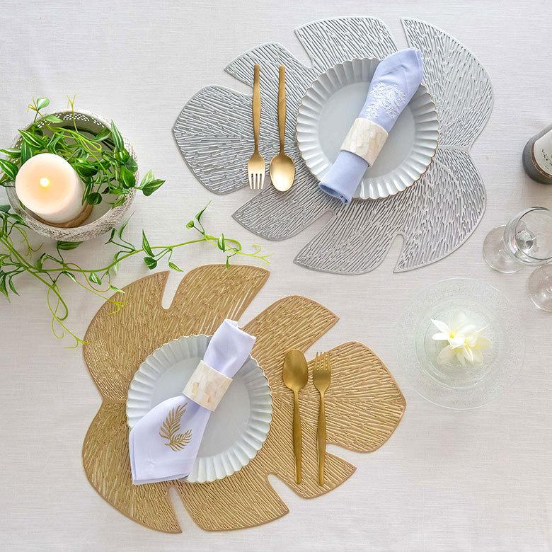 ランチョンマット プレース プレイス ランチ マット モンステラ リーフ 葉っぱ 敷物 水洗い可 洗える 撥水 防水 おしゃれ 北欧 ハワイアン リゾート 雑貨 67048 | ELEMENTS（インテリア） | 09