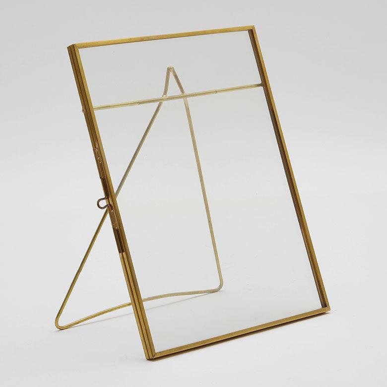 ELEMENTS フォトフレーム 2L 縦 ガラス 真鍮 ケース アクセサリー 収納