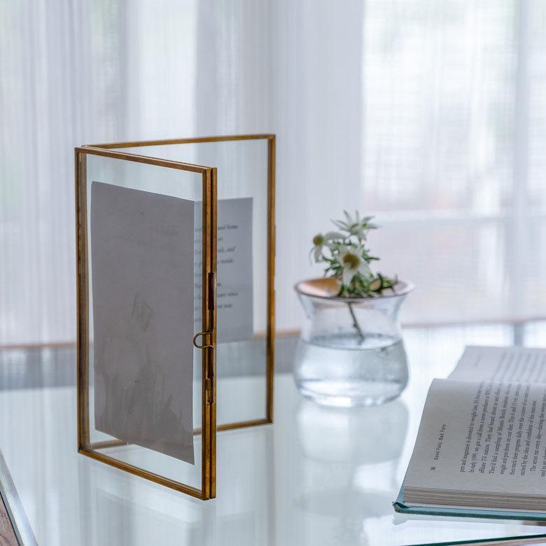 フォトフレーム 2面 2枚 ハガキサイズ ハガキサイズ 写真 たて 入れ 写真 たて メニュー スタンド ディスプレイ アンティーク 風 おしゃれ インテリア 67053 | ELEMENTS（インテリア） | 10