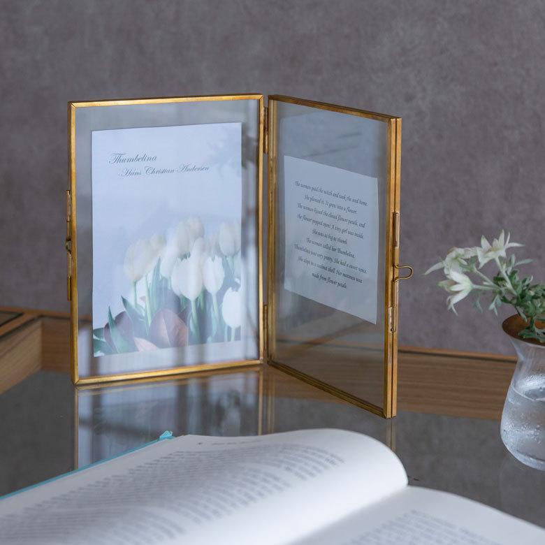 フォトフレーム 2面 2枚 ハガキサイズ ハガキサイズ 写真 たて 入れ 写真 たて メニュー スタンド ディスプレイ アンティーク 風 おしゃれ インテリア 67053 | ELEMENTS（インテリア） | 11