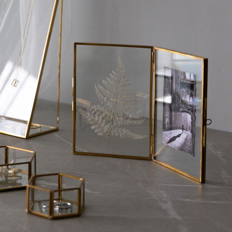 フォトフレーム 2面 2枚 ハガキサイズ ハガキサイズ 写真 たて 入れ 写真 たて メニュー スタンド ディスプレイ アンティーク 風 おしゃれ インテリア 67053 | ELEMENTS（インテリア） | 12