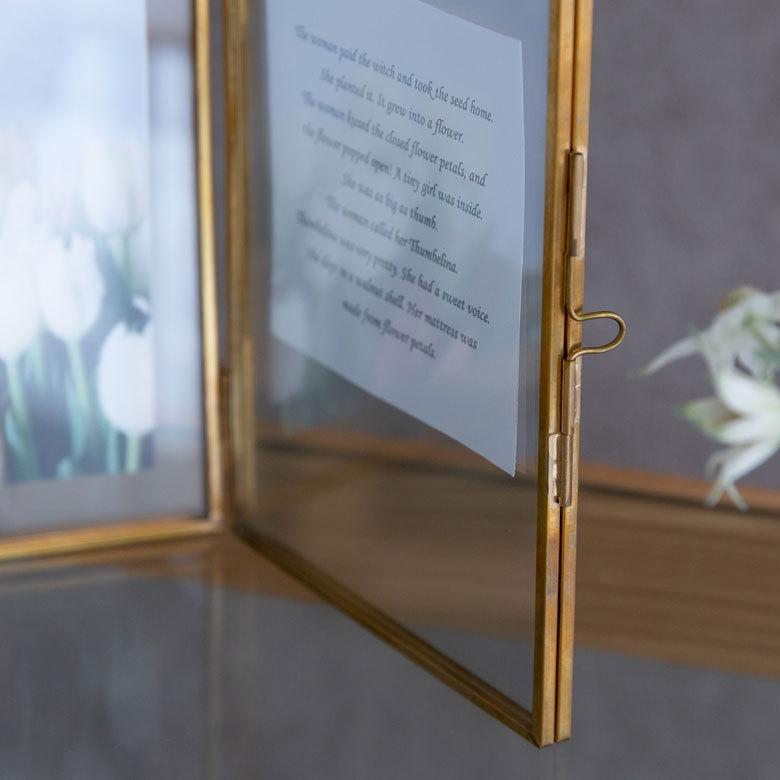 フォトフレーム 2面 2枚 ハガキサイズ ハガキサイズ 写真 たて 入れ 写真 たて メニュー スタンド ディスプレイ アンティーク 風 おしゃれ インテリア 67053 | ELEMENTS（インテリア） | 03