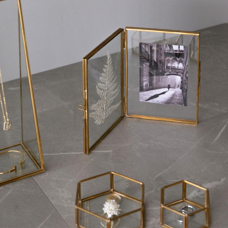 フォトフレーム 2面 2枚 ハガキサイズ ハガキサイズ 写真 たて 入れ 写真 たて メニュー スタンド ディスプレイ アンティーク 風 おしゃれ インテリア 67053 | ELEMENTS（インテリア） | 07