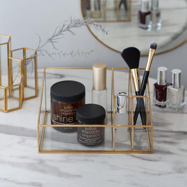 ブラシ スタンド コスメ ガラス 真鍮 5分割 収納 ボックス メイク アクセサリー アンティーク 風 ディスプレイ おしゃれ 北欧  雑貨 インテリア 西海岸 67070 | ブランド登録なし | 14