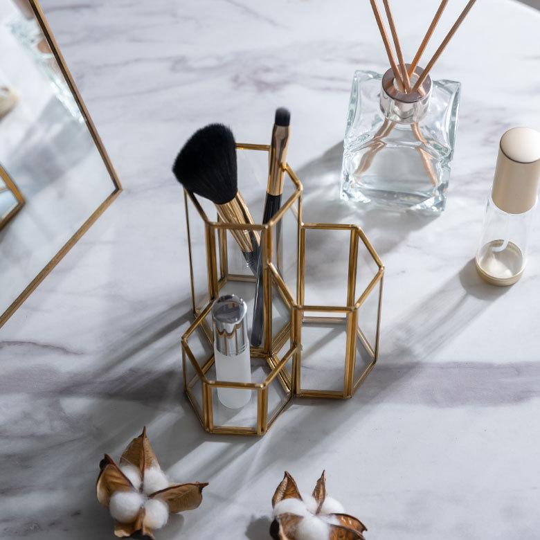 ブラシ スタンド コスメ 収納  ガラス 真鍮 メイク ケース 鉛筆 ペン 立て ボックス 小物 入れ ディスプレイ おしゃれ 北欧  雑貨 インテリア 西海岸 67071 | ブランド登録なし | 14