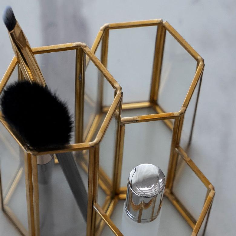 ブラシ スタンド コスメ 収納  ガラス 真鍮 メイク ケース 鉛筆 ペン 立て ボックス 小物 入れ ディスプレイ おしゃれ 北欧  雑貨 インテリア 西海岸 67071 | ブランド登録なし | 02