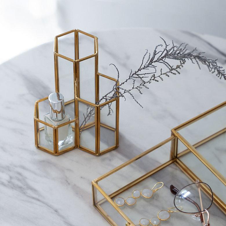 ブラシ スタンド コスメ 収納  ガラス 真鍮 メイク ケース 鉛筆 ペン 立て ボックス 小物 入れ ディスプレイ おしゃれ 北欧  雑貨 インテリア 西海岸 67071 | ブランド登録なし | 05