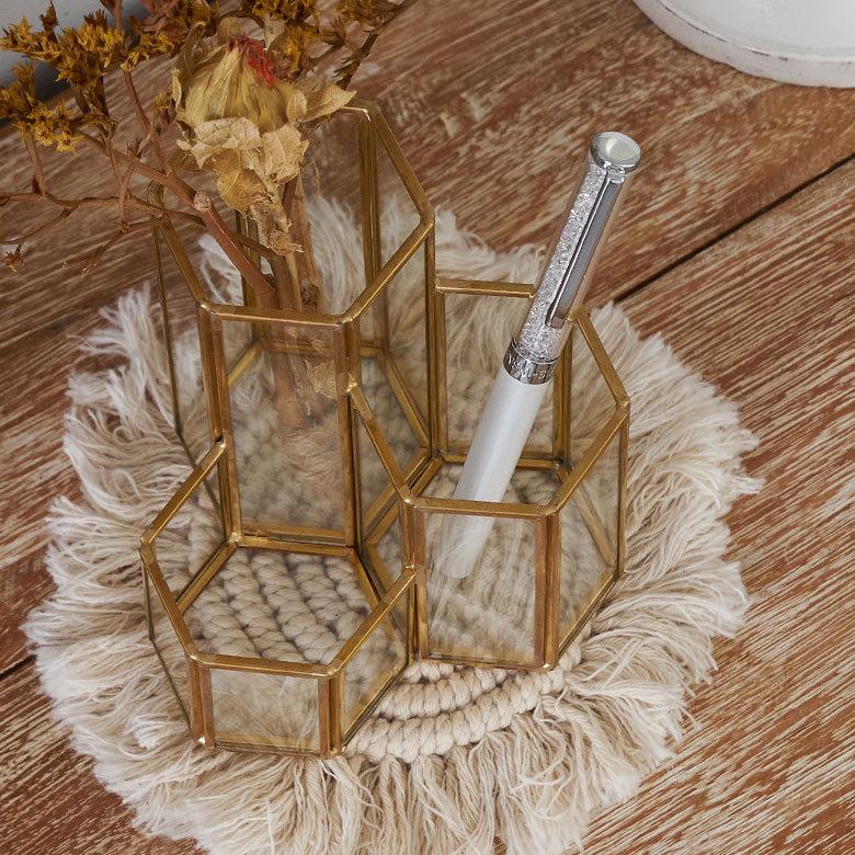 ブラシ スタンド コスメ 収納  ガラス 真鍮 メイク ケース 鉛筆 ペン 立て ボックス 小物 入れ ディスプレイ おしゃれ 北欧  雑貨 インテリア 西海岸 67071 | ブランド登録なし | 09