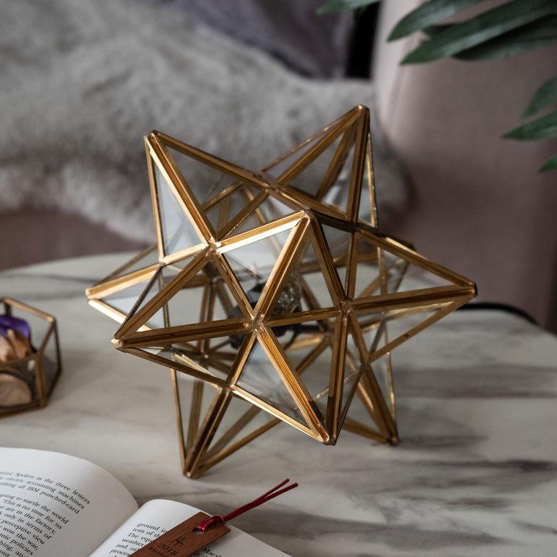 テーブル ランプ ガラス 真鍮 星形 電球 付き E12 LED 対応 照明 ライト オブジェ オブジェ ディスプレイ おしゃれ クリスマス 北欧  雑貨 インテリア 67072 | ELEMENTS（インテリア） | 01