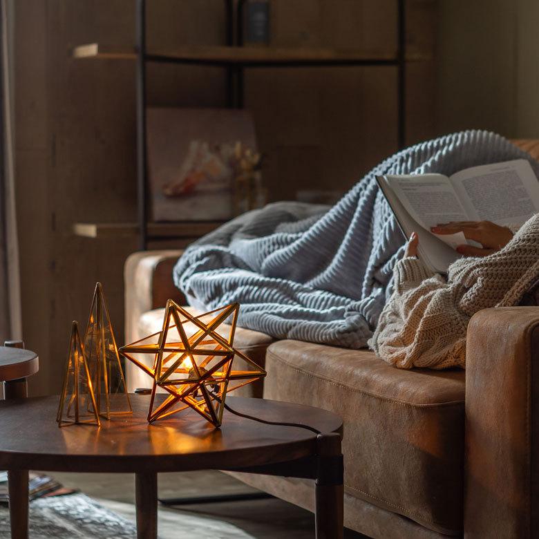 テーブル ランプ ガラス 真鍮 星形 電球 付き E12 LED 対応 照明 ライト オブジェ オブジェ ディスプレイ おしゃれ クリスマス 北欧  雑貨 インテリア 67072 | ELEMENTS（インテリア） | 04