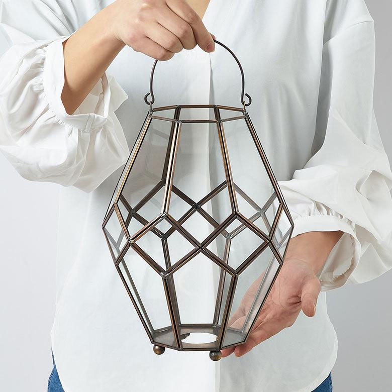 インテリア ライト おしゃれ ガラス ケース 真鍮 ランプ ランタン 照明 デスク LED キャンドル ホルダー スタンド アンティーク 風 北欧 西海岸 67073 | ELEMENTS（インテリア） | 12
