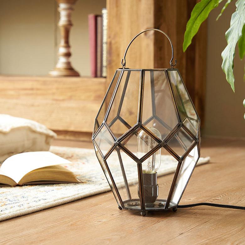 インテリア ライト おしゃれ ガラス ケース 真鍮 ランプ ランタン 照明 デスク LED キャンドル ホルダー スタンド アンティーク 風 北欧 西海岸 67073 | ELEMENTS（インテリア） | 02