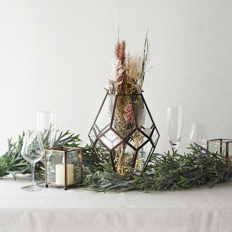 インテリア ライト おしゃれ ガラス ケース 真鍮 ランプ ランタン 照明 デスク LED キャンドル ホルダー スタンド アンティーク 風 北欧 西海岸 67073 | ELEMENTS（インテリア） | 09