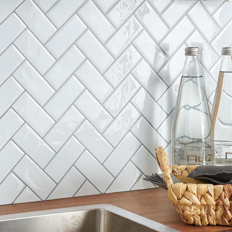 タイル シール ヘリンボーン 1枚 ホワイト 白 メトロ モザイク 壁紙 防水 リメイク シート ウォール ステッカー 簡単 壁面 DIY カット  おしゃれ 67074-wh | ELEMENTS（インテリア） | 10
