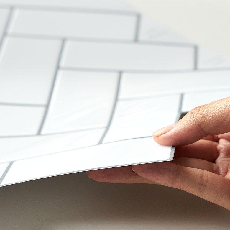 タイル シール ヘリンボーン 1枚 ホワイト 白 メトロ モザイク 壁紙 防水 リメイク シート ウォール ステッカー 簡単 壁面 DIY カット  おしゃれ 67074-wh | ELEMENTS（インテリア） | 11