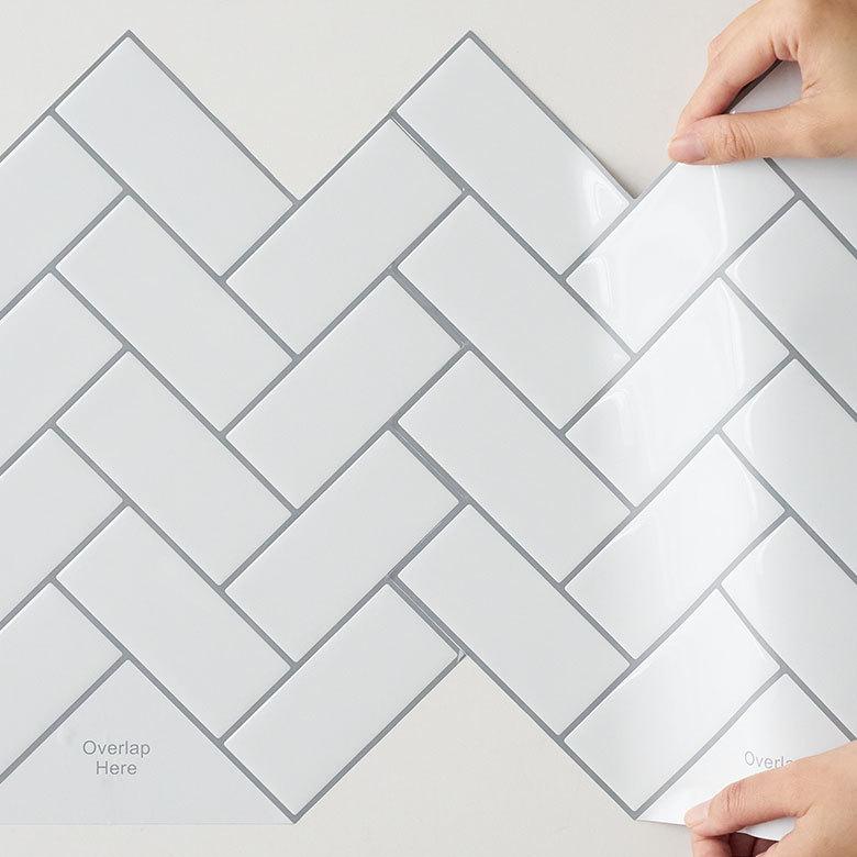 タイル シール ヘリンボーン 1枚 ホワイト 白 メトロ モザイク 壁紙 防水 リメイク シート ウォール ステッカー 簡単 壁面 DIY カット  おしゃれ 67074-wh | ELEMENTS（インテリア） | 12