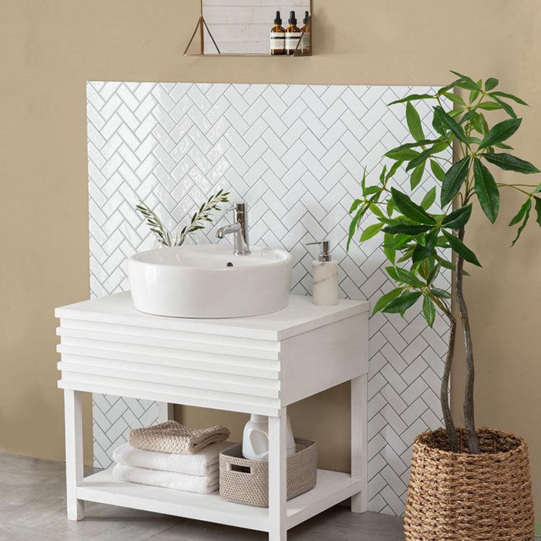 タイル シール ヘリンボーン 1枚 ホワイト 白 メトロ モザイク 壁紙 防水 リメイク シート ウォール ステッカー 簡単 壁面 DIY カット  おしゃれ 67074-wh | ELEMENTS（インテリア） | 13