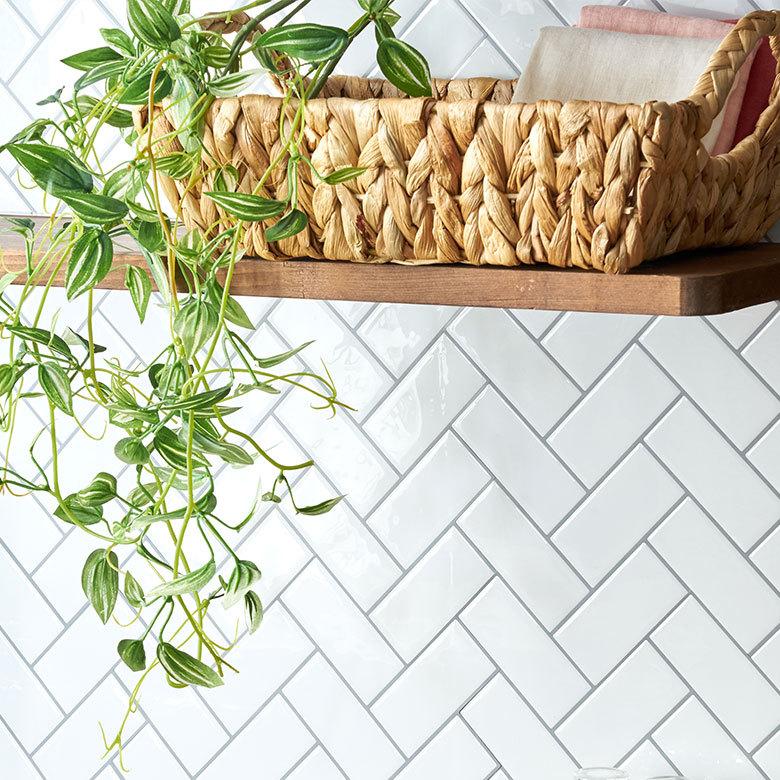 タイル シール ヘリンボーン 1枚 ホワイト 白 メトロ モザイク 壁紙 防水 リメイク シート ウォール ステッカー 簡単 壁面 DIY カット  おしゃれ 67074-wh | ELEMENTS（インテリア） | 14