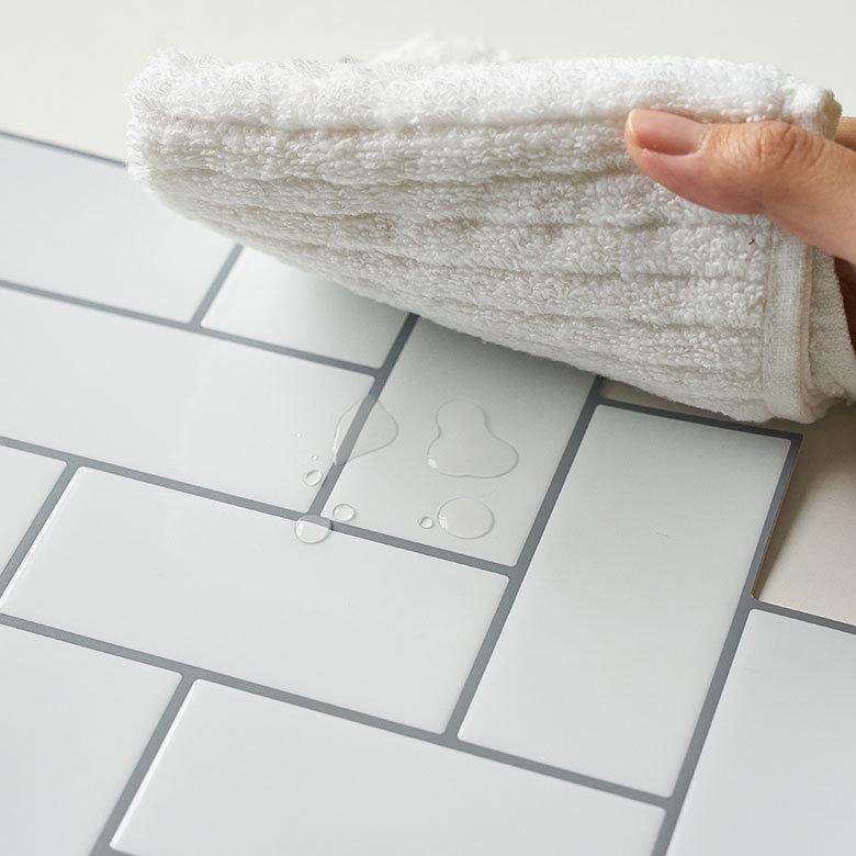 タイル シール ヘリンボーン 1枚 ホワイト 白 メトロ モザイク 壁紙 防水 リメイク シート ウォール ステッカー 簡単 壁面 DIY カット  おしゃれ 67074-wh | ELEMENTS（インテリア） | 16