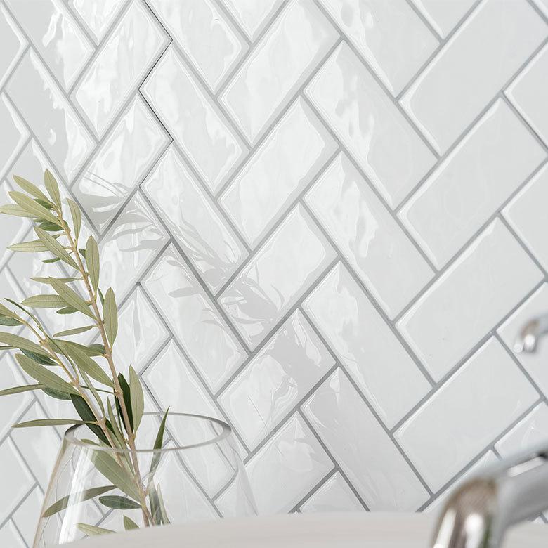 タイル シール ヘリンボーン 1枚 ホワイト 白 メトロ モザイク 壁紙 防水 リメイク シート ウォール ステッカー 簡単 壁面 DIY カット  おしゃれ 67074-wh | ELEMENTS（インテリア） | 09