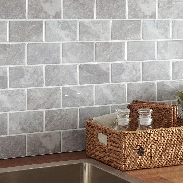 タイル シール 石目 ストーン 1枚 天然石 調 風グレー 石壁 モザイク 壁紙 防水 リメイク シート ウォール ステッカー 簡単 壁面 DIY カット  おしゃれ 67075-gy | ELEMENTS（インテリア） | 10