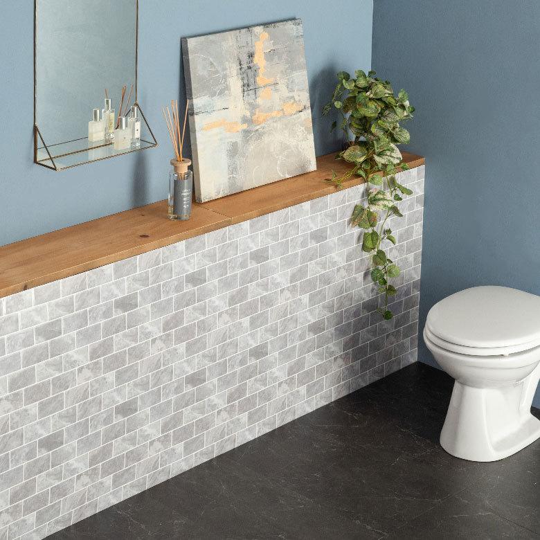 タイル シール 石目 ストーン 1枚 天然石 調 風グレー 石壁 モザイク 壁紙 防水 リメイク シート ウォール ステッカー 簡単 壁面 DIY カット  おしゃれ 67075-gy | ELEMENTS（インテリア） | 13