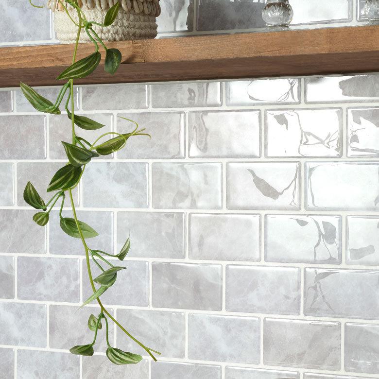 タイル シール 石目 ストーン 1枚 天然石 調 風グレー 石壁 モザイク 壁紙 防水 リメイク シート ウォール ステッカー 簡単 壁面 DIY カット  おしゃれ 67075-gy | ELEMENTS（インテリア） | 14