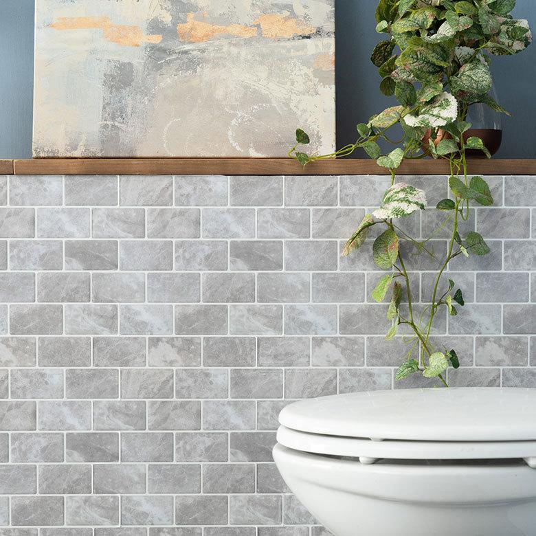 タイル シール 石目 ストーン 1枚 天然石 調 風グレー 石壁 モザイク 壁紙 防水 リメイク シート ウォール ステッカー 簡単 壁面 DIY カット  おしゃれ 67075-gy | ELEMENTS（インテリア） | 18