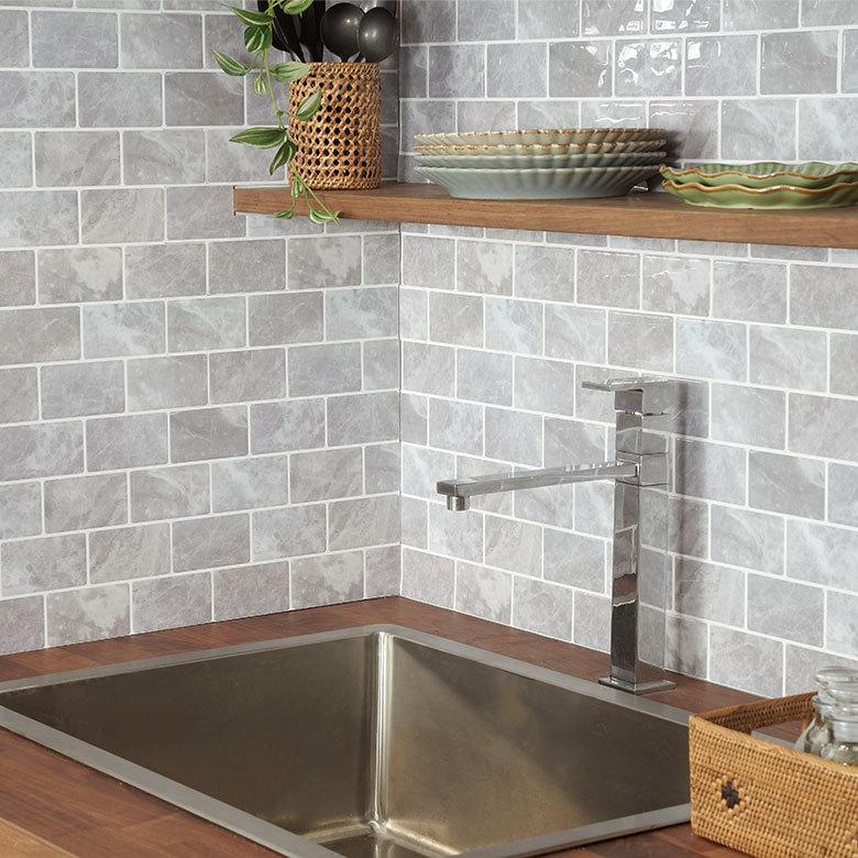 タイル シール 石目 ストーン 1枚 天然石 調 風グレー 石壁 モザイク 壁紙 防水 リメイク シート ウォール ステッカー 簡単 壁面 DIY カット  おしゃれ 67075-gy | ELEMENTS（インテリア） | 03