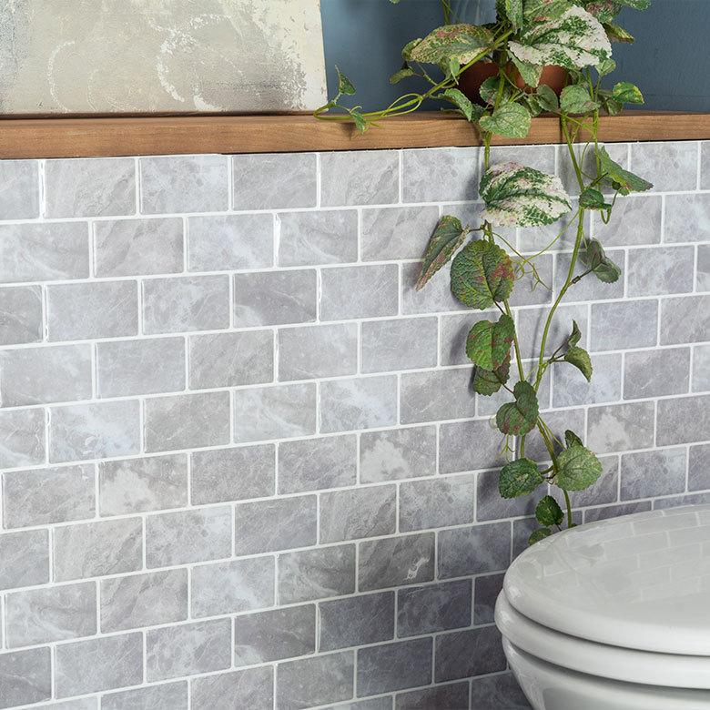 タイル シール 石目 ストーン 1枚 天然石 調 風グレー 石壁 モザイク 壁紙 防水 リメイク シート ウォール ステッカー 簡単 壁面 DIY カット  おしゃれ 67075-gy | ELEMENTS（インテリア） | 05