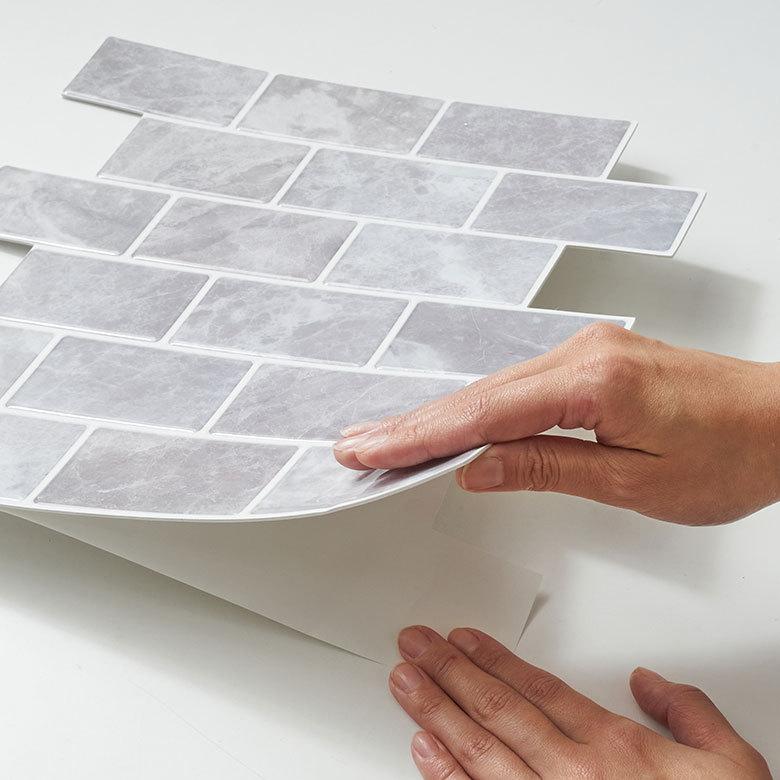 タイル シール 石目 ストーン 1枚 天然石 調 風グレー 石壁 モザイク 壁紙 防水 リメイク シート ウォール ステッカー 簡単 壁面 DIY カット  おしゃれ 67075-gy | ELEMENTS（インテリア） | 06