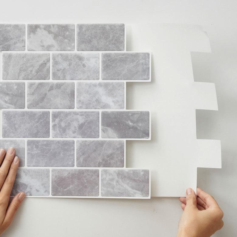 タイル シール 石目 ストーン 1枚 天然石 調 風グレー 石壁 モザイク 壁紙 防水 リメイク シート ウォール ステッカー 簡単 壁面 DIY カット  おしゃれ 67075-gy | ELEMENTS（インテリア） | 07