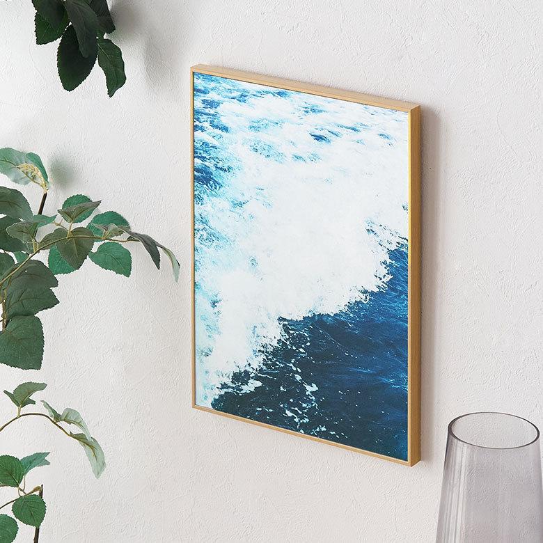アート パネル 海 波 フレーム付き W 30cm D 40cm 壁掛け