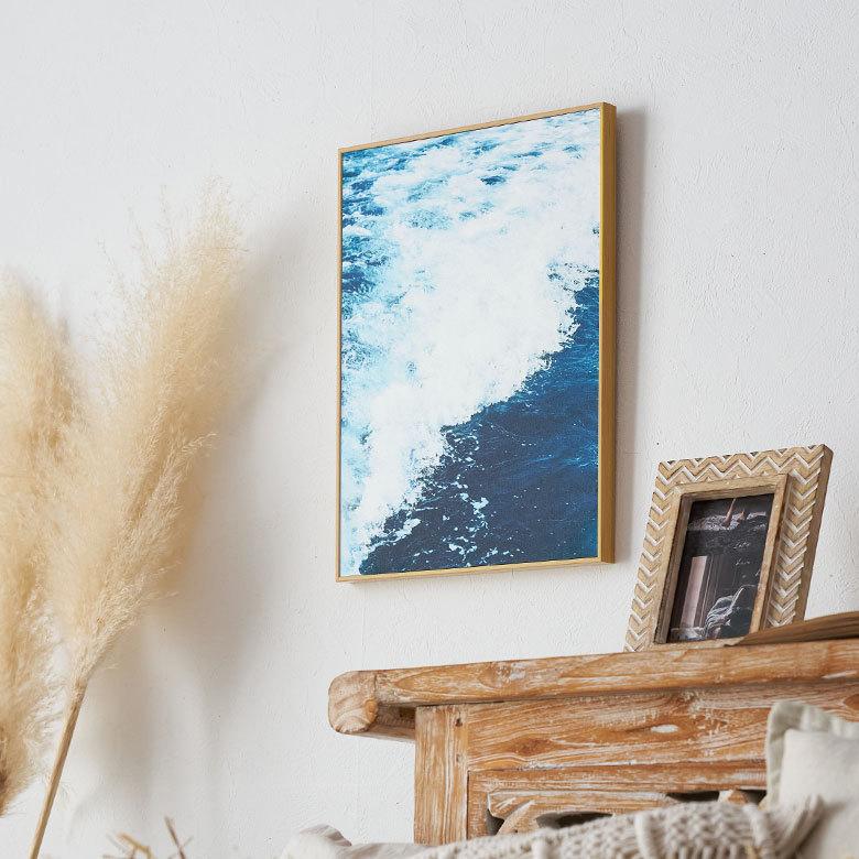 アート パネル 海 波 フレーム付き W 30cm D 40cm 壁掛け