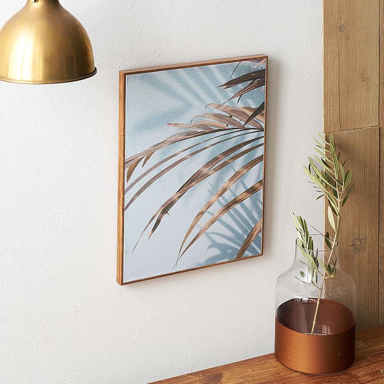 アート パネル パームリーフ フレーム付き グリーン W 30cm D 40cm 壁掛け ポスター  キャンバス 北欧 おしゃれ リゾート ハワイアン  コースタル 西海岸 67078 | ELEMENTS（インテリア） | 01