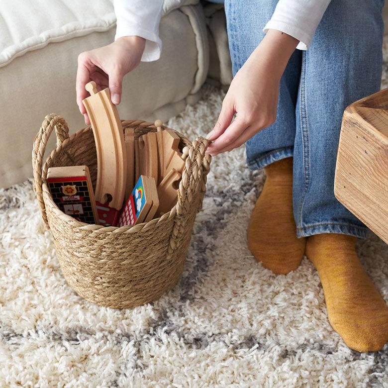 プランター カバー 植木 鉢 バスケット 持ち手付 い草 Sサイズ  [67084]【 5号 6.5号 入れ カバー ポット かご 観葉植物 北欧 おしゃれ  西海岸 インテリア 】 | ブランド登録なし | 01