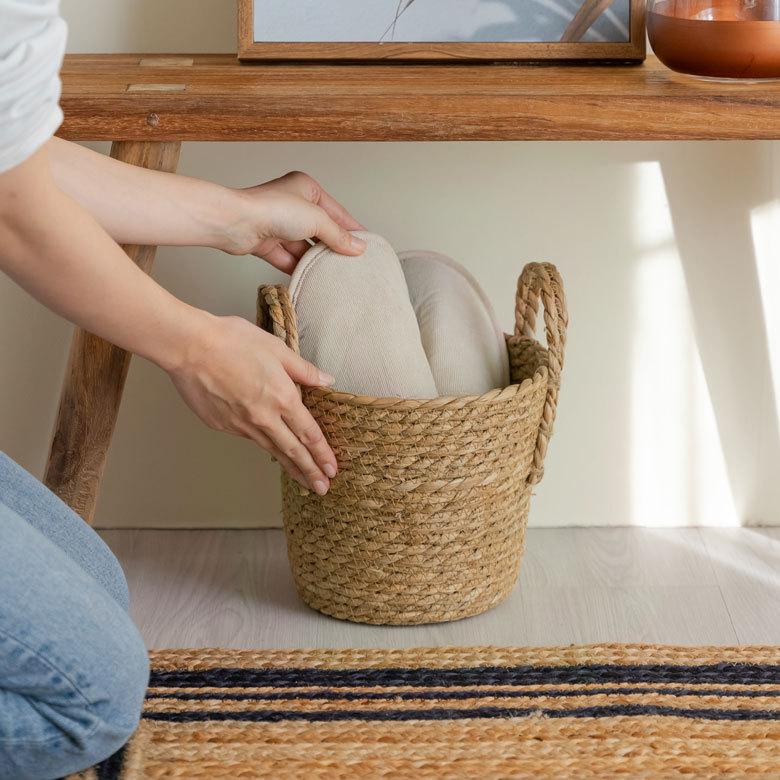 プランター カバー 植木 鉢 バスケット 持ち手付 い草 Sサイズ  [67084]【 5号 6.5号 入れ カバー ポット かご 観葉植物 北欧 おしゃれ  西海岸 インテリア 】 | ブランド登録なし | 11