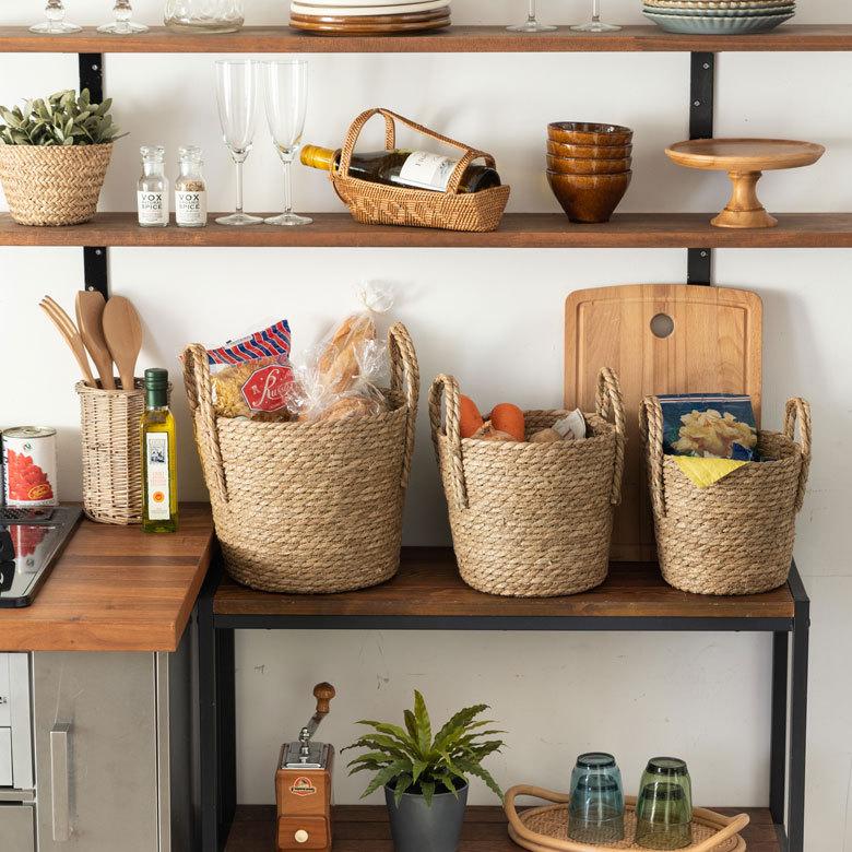 プランター カバー 植木 鉢 バスケット 持ち手付 い草 Sサイズ  [67084]【 5号 6.5号 入れ カバー ポット かご 観葉植物 北欧 おしゃれ  西海岸 インテリア 】 | ブランド登録なし | 14